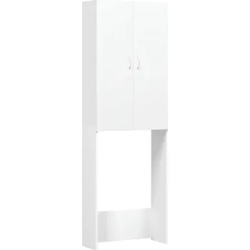 Koupelnový nábytek Koupelnová skříňka pro vestavnou pračku, bílá, 64x25,5x190 cm, se 2 dvířky a