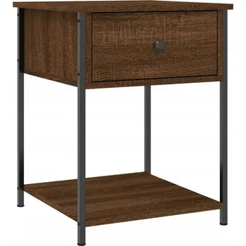 Noční stolek Elegantní noční stolek z dřeva a kovu, hnědý dub, 44x45x58 cm