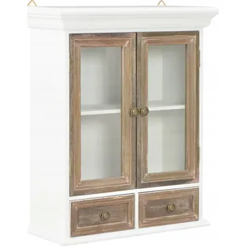 Komoda Víceúčelová závěsná skříňka ve francouzském stylu, hnědo-bílá, 49x22x59 cm