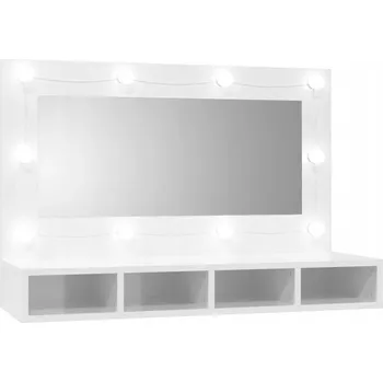 Toaletní stolek Kosmetický stolek se zrcadlem a LED osvětlením, bílý, 90x31,5x62 cm