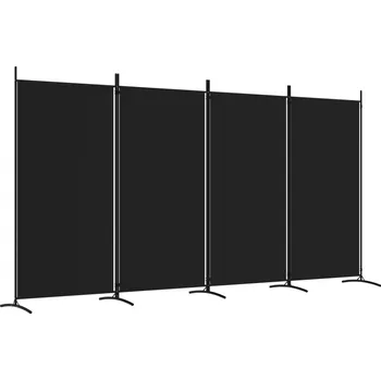 Paraván Paraván z tkaniny a železa, černý, 346 x 180 cm