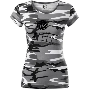 Dámské tričko Volejbalová síť - Dámské maskáčové triko - S ( Šedý maskáč )