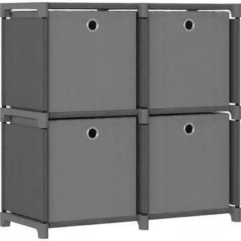 Knihovna Regál se 4 boxy, látka a ocel, šedý, 69x30x72,5 cm