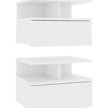 Noční stolek Závěsný noční stolek se zásuvkou a přihrádkami, bílý, 40x31x27 cm