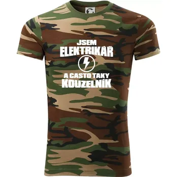 Pánské tričko Elektrikář kouzelník - Army CAMOUFLAGE - XL ( Hnědý maskáč )