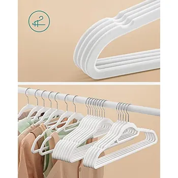 Sušák na prádlo Plastová sametová ramínka balení 50 ks | bílé