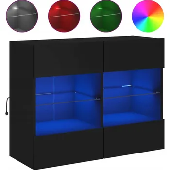 Televizní stolek Závěsná skříňka pod TV s RGB LED osvětlením, černá, 78,5x30x60,5 cm