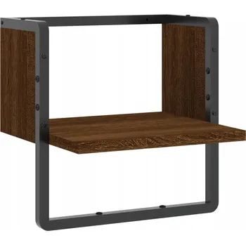 police Nástěnná police s tyčí, hnědý dub, 30x25x30 cm