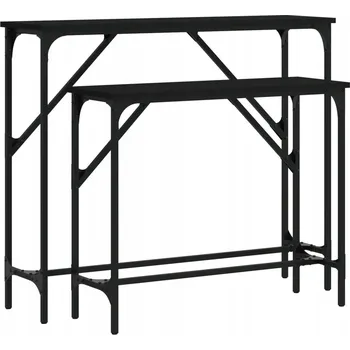 Konferenční stolek Konzolové stolky s deskou z materiálu na bázi dřeva a kovovým rámem, černé