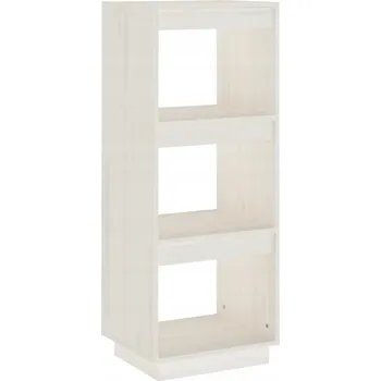 regál Dřevěný borovicový regál se 3 přihrádkami, bílý, 40x35x103 cm