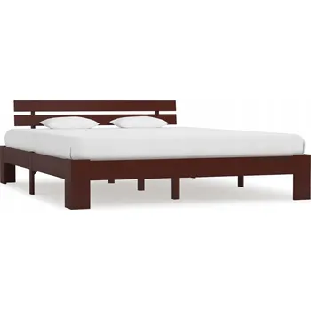 Postel Rám postele z masivního borovicového dřeva, tmavě hnědý, 213 x 185 x 66 cm