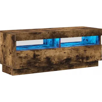 Televizní stolek TV stolek s RGB LED osvětlením, Materiál na bázi dřeva, 100x35x40 cm, Černý