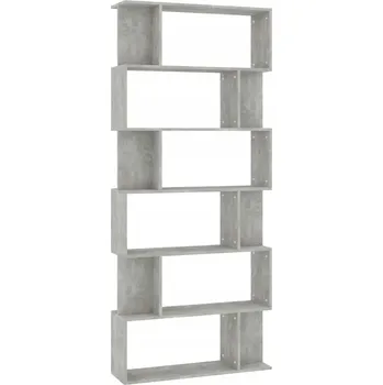 Knihovna Regál na knihy s přihrádkami, dřevotřískový materiál, šedá betonu, 80