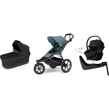 Přeprava dětí Originální set THULE 4 v 1 Mid Blue, Black, Black Celoodpružený ikonický kočárek do každého terénu