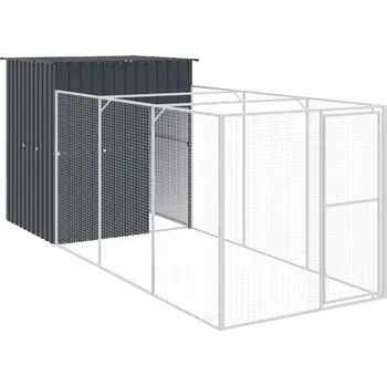 Bouda pro psa Bouda pro psa s výběhem z pozinkované oceli, antracitová, 165x455x181 cm