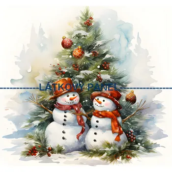 Panel bavlna - Sněhuláci - ZIM 15 Velikost: 20x20cm