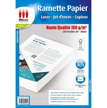 Kancelářský papír Prémiový papír do tiskárny A4 Micro Application 160 g 250 listů bílý