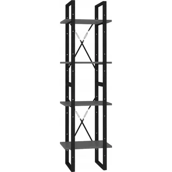 Knihovna Regál na knihy industriální, šedý, 40x30x140 cm, materiál dřevotříska