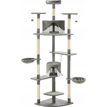 Víceúrovňové škrabadlo pro kočky s hračkami, košíky, 103x77x203 cm, Šedé