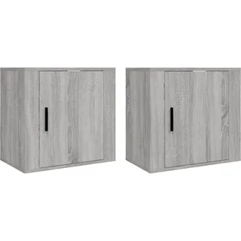 Noční stolek Závěsné noční stolky z materiálu na bázi dřeva, Šedý dub Sonoma, 50x30x