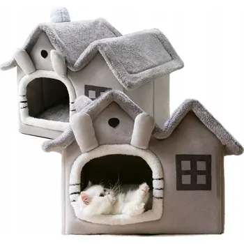 Pelíšek pro psa Domeček pelíšek , bouda, měkká plyšová kotec pro kočky a psy, pohodlná