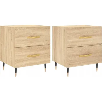 Noční stolek Noční stolek se zásuvkami, dub sonoma, 40x35x47,5 cm, kovové nohy