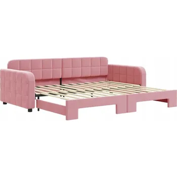 Pohovka Rozkládací lehátko/pohovka růžová sametová 224x192,5x71 cm