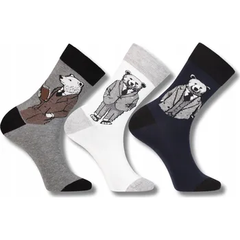 Pánské ponožky 3x Ponožky Pánské Ponožky Bavlna Klasické Medvědi Medvídek MORAJ 43-45