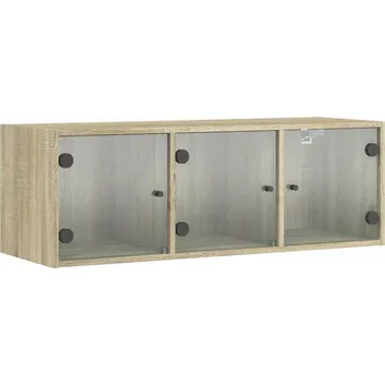 Komoda Nástěnná skříňka se skleněnými dvířky, dub sonoma, 102x37x35 cm