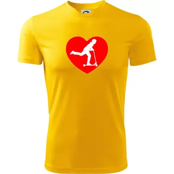 Chlapecké tričko Koloběžka srdce - Dětské triko sportovní (dresovina) - 122 cm/6 let ( Žlutá )