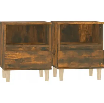 Noční stolek Elegantní noční stolky se zásuvkou, kouřový dub, 40x35x50 cm