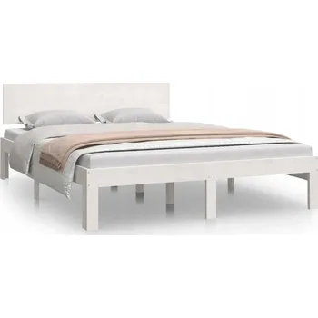 Postel Bílý rám postele z masivního borovicového dřeva 195,5 x 138,5 x 69,5 cm