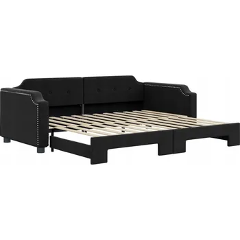 Pohovka Černá rozkládací lenoška-pohovka 223 x 90 x 66,5 cm, 2 v 1