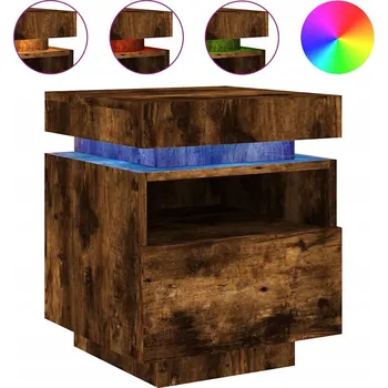 Noční stolek LED RGB Noční stolek z dřevotřísky, kouřový dub, 40x39x48 cm