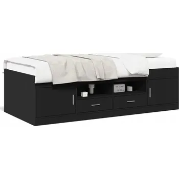 Zahradní lehátko Univerzální lehátko se zásuvkami, černé, 203 x 102 x 52 cm