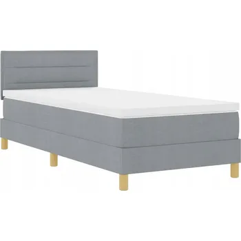 Postel Pružinová postel s matrací a LED osvětlením, světle šedá, 203 x 90 x 88 cm