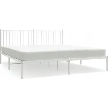 Postel Bílý kovový rám postele 219 x 187 x 90,5 cm s čelem