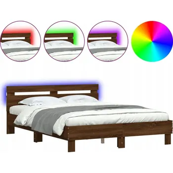 Postel Rám postele s LED podsvícením, hnědý dub, 193 x 145 x 70 cm