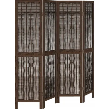 Paraván Paraván Skládací z dřeva paulovnie a vrbových větviček, tmavě hnědý, 140-