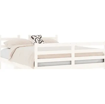 Postel Bílý rám postele z masivního borovicového dřeva 195,5 x 146 x 104 cm