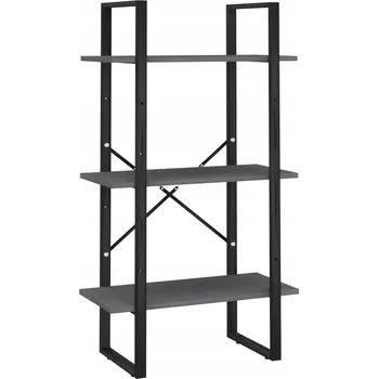 regál Regál z masivního borovicového dřeva a kovu, šedý, 60x30x105 cm