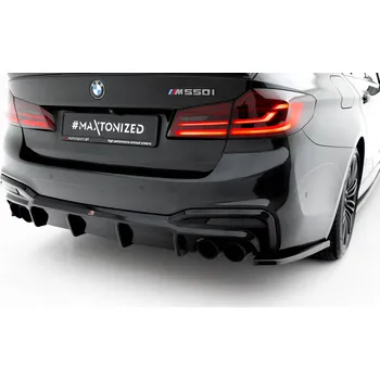 Tuning Maxton Design vložka zadního nárazníku pro BMW řada 5 G30, černý lesklý plast ABS, M550i Sedan