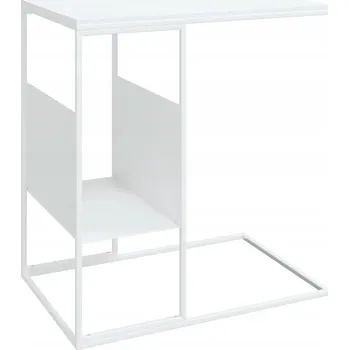 Konferenční stolek Boční stolek ve tvaru písmene, bílý, 55 x 36 x 59,5 cm