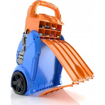 autíčko Kufřík kufr Hot Wheels 2 v 1, kapacita 20 aut, 4 různé cesty