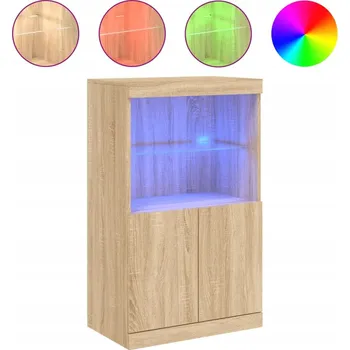 Komoda Moderní komoda s RGB LED osvětlením, Dub Sonoma, 60,5x37x100 cm