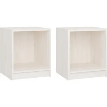 Noční stolek Noční stolek z masivního borovicového dřeva, bílý 35,5x33,5x41,5 cm