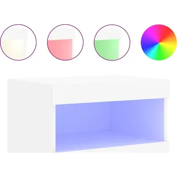 Noční stolek Noční stolek s LED osvětlením, bílý, 50 x 40 x 45 cm, materiál dřevotříska
