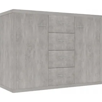 Komoda Minimalistická komoda se 4 zásuvkami a 2 dvířky, Šedá Betonu, 88x3