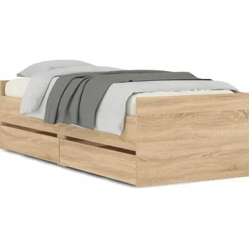 Postel Dvojlůžková dřevěná postel G02V 100x200 dub sonoma