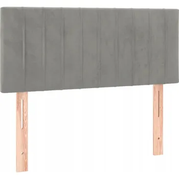 Nastavitelná čalouněná čelo postele z sametu, světle šedá, 90x5x78/88 cm